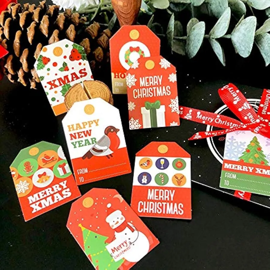 ZOYLINK Etichetta Regalo di Natale da 48 Pezzi Etichetta Decorativa Creativa Natalizia con 50 Corde 182121808