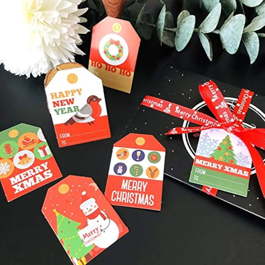 ZOYLINK Etichetta Regalo di Natale da 48 Pezzi Etichetta Decorativa Creativa Natalizia con 50 Corde 182121808