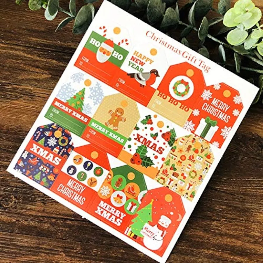 ZOYLINK Etichetta Regalo di Natale da 48 Pezzi Etichetta Decorativa Creativa Natalizia con 50 Corde 182121808